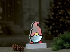 LED-Spiegellicht Wichtel Rot Weiß Warmweiß 13 cm x 5,3 cm x 17,5 cm