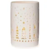 LED-Windlicht mit Sternen Ø 8,5 cm x 13 cm Weiß