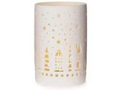 LED-Windlicht mit Sternen Ø 8,5 cm x 13 cm Weiß