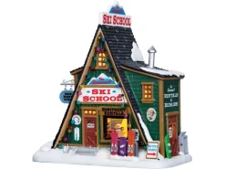 Lemax Weihnachtsdekoration LED-Skischule in den Bergen 21,5 cm x 19,5 cm x 12 cm