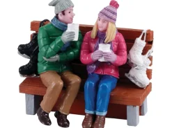 Lemax Weihnachtsdekoration Eisläufer trinken heiße Schokolade