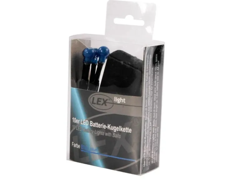 Lex 10er LED Batterie Kugelkette Lichterkette Blaue Kugeln Batterie Beleuchtung