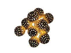 Lex 10er LED Kugel Lichterkette Batteriekette Weihnachten Beleuchtung Deko Gold