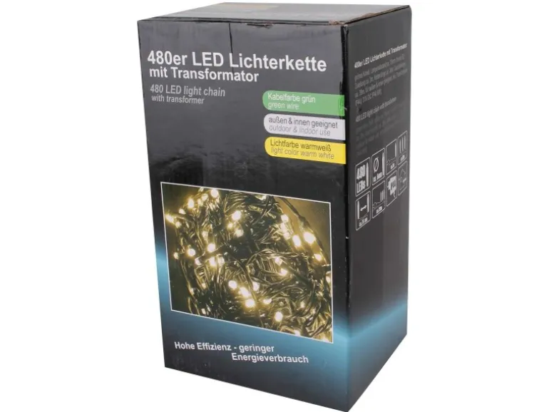 Lex 480er LED Lichterkette für Außen Innen Deko IP44 Weihnachtslichterkette Warmweiß