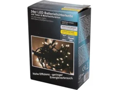 Lex 24er LED Lichterkette Timer 8 Lichteffekte Batteriekette Außen & Innen Warmweiß