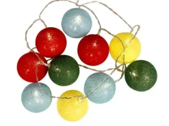 Lex 10er Raffia Kugel-Lichterkette Warmweiß Batteriebetrieben Kugeln Multicolor