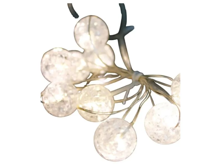 Lex LED Kugellichterkette Acrylkugel Batterie Weihnachtsdeko 10 LEDs Warmweiß Timer