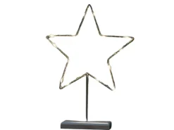 Lex LED Tischleuchte Stern Metall 38cm Lichterstern Batterie Timer Indoor Advent