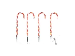 Lex 4x LED Zuckerstangen 50 cm für Außen & Innen Timerfunktion Lichterkette Deko