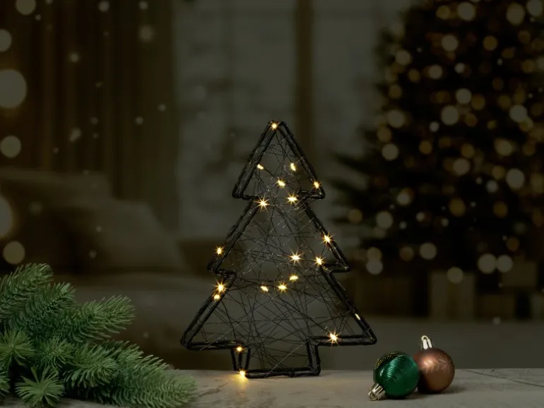 Lichtfigur Tanne 18 cm x 3,5 cm x 23 cm Warmweiß 20 Mini-LEDs