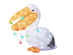 Lumineo Leuchtfigur Pelikan 100 LEDs Kaltweiß 56,5 cm x 20,2 cm x 48,5 cm Weiß