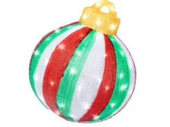 Lumineo Leuchtfigur Weihnachtskugel 80 LEDs Kaltweiß 34 cm x 35 cm x 39 cm Bunt