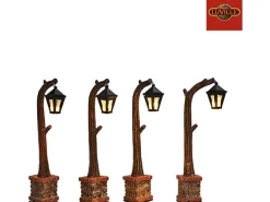 Luville Straßenlaternen Holz 4 Stück 10,5 cm x 2 cm x 10,5 cm