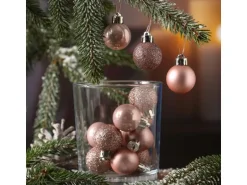 Marelida Christbaumkugel Weihnachtskugel Bruchfest Glänzend Matt Glitzernd Rosa 14 Stk