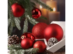 Marelida Christbaumkugel Weihnachtskugel Bruchfest Glänzend Matt Glitzernd Rot 26er Außen