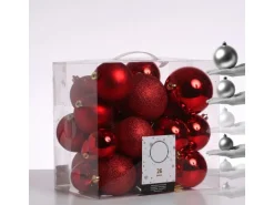 Marelida Christbaumkugel Weihnachtskugel Bruchfest Glänzend Matt Glitzernd Rot 26er Außen