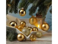 Marelida Christbaumkugel Weihnachtskugel Glas Glänzend Matt Glitzernd Gold 42 Stück