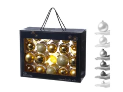 Marelida Christbaumkugel Weihnachtskugel Glas Glänzend Matt Glitzernd Gold 42 Stück