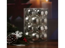 Marelida Christbaumkugel Weihnachtskugel Glas 6cm Glänzend Matt Silber 20er Set Baumkugel