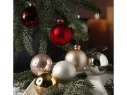 Marelida Christbaumkugel Weihnachtskugel Glas 6cm Glänzend Matt Silber 20er Set Baumkugel