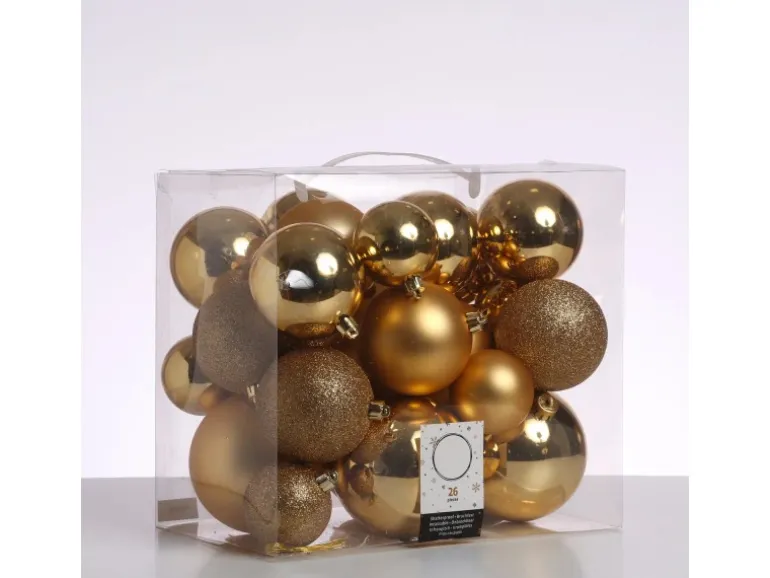 Marelida Christbaumkugel Weihnachtskugel Bruchfest Glänzend Matt Glitzernd Gold 26er