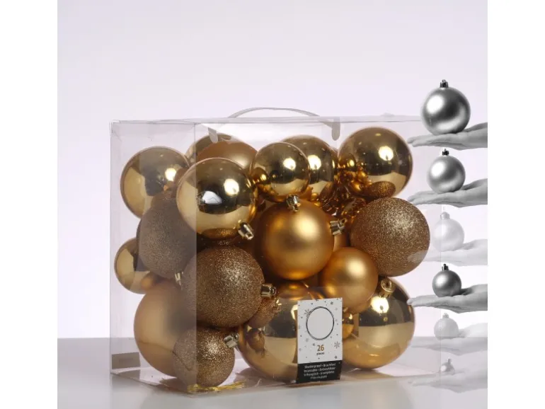 Marelida Christbaumkugel Weihnachtskugel Bruchfest Glänzend Matt Glitzernd Gold 26er