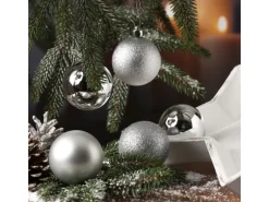 Marelida Christbaumkugeln Weihnachtskugeln Baumschmuck Bruchfest 6cm Silber 30Stück
