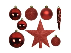 Marelida Christbaumkugeln Weihnachtskugeln Mit Stern Baumspitze Bruchfest Rot 33 Stück