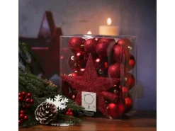 Marelida Christbaumkugeln Weihnachtskugeln Mit Stern Baumspitze Bruchfest Rot 33 Stück