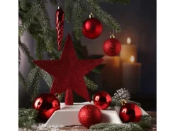 Marelida Christbaumkugeln Weihnachtskugeln Mit Stern Baumspitze Bruchfest Rot 33 Stück