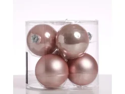 Marelida Christbaumkugeln Weihnachtskugel Baumschmuck Glas 8cm Glänzend Matt Rosa 6er Set
