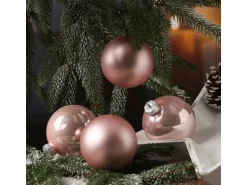 Marelida Christbaumkugeln Weihnachtskugel Baumschmuck Glas 8cm Glänzend Matt Rosa 6er Set