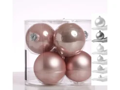 Marelida Christbaumkugeln Weihnachtskugel Baumschmuck Glas 8cm Glänzend Matt Rosa 6er Set