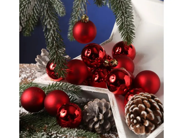 Marelida Christbaumkugeln Weihnachtskugeln Christbaumschmuck Kunststoff 4cm Rot 16St