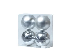 Marelida Christbaumkugeln Weihnachtskugeln Christbaumschmuck Kunststoff Silber 10cm 4St.