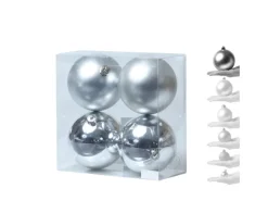 Marelida Christbaumkugeln Weihnachtskugeln Christbaumschmuck Kunststoff Silber 10cm 4St.