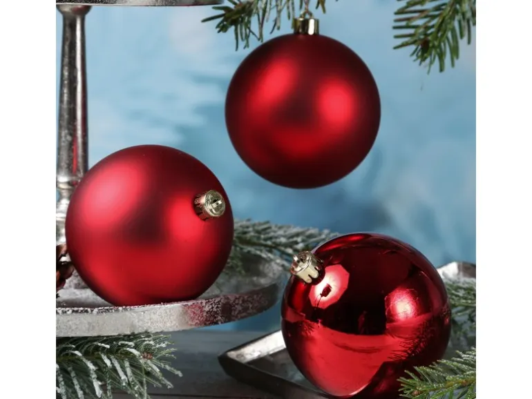Marelida Christbaumkugeln Weihnachtskugeln Christbaumschmuck Kunststoff Rot 10cm 4St