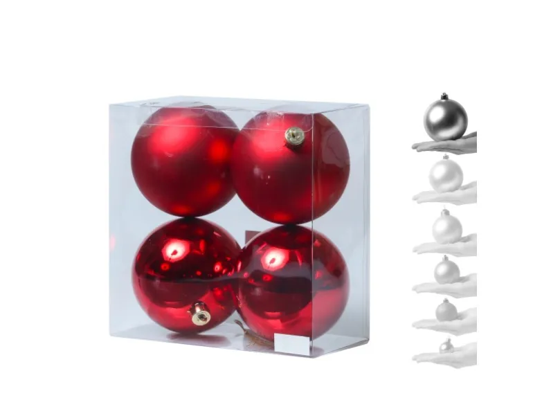 Marelida Christbaumkugeln Weihnachtskugeln Christbaumschmuck Kunststoff Rot 10cm 4St