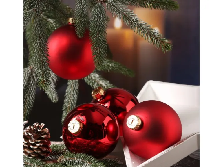 Marelida Christbaumkugeln Weihnachtskugeln Christbaumschmuck Kunststoff Rot 10cm 4St