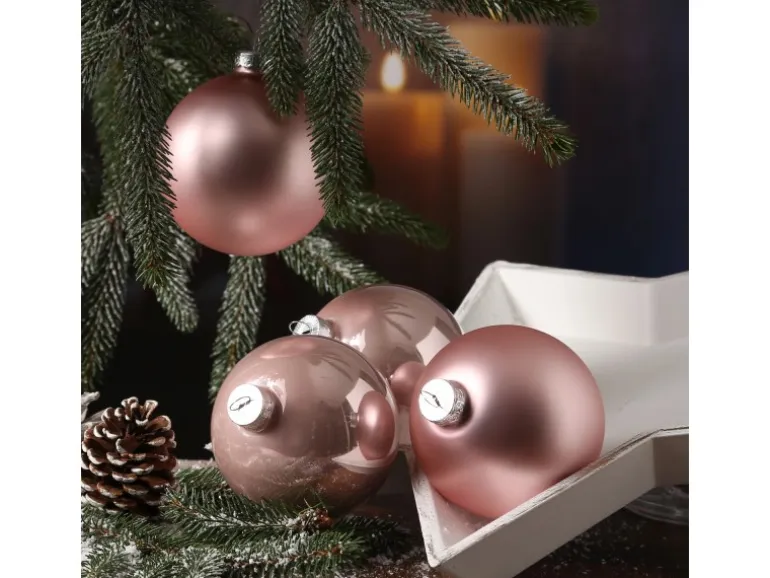 Marelida Christbaumkugeln Weihnachtskugeln Christbaumschmuck Kunststoff Rosa 10cm 4St