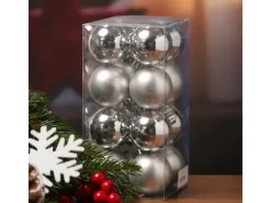 Marelida Christbaumkugeln Weihnachtskugeln Christbaumschmuck Kunststoff 4cm Silber 16St.