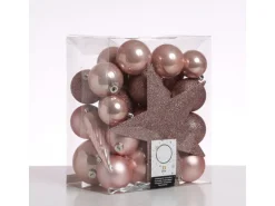 Marelida Christbaumkugeln Weihnachtskugeln Mit Stern Baumspitze Bruchfest Rosa 33 Stück