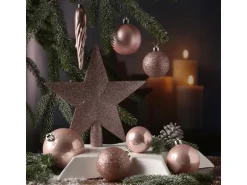 Marelida Christbaumkugeln Weihnachtskugeln Mit Stern Baumspitze Bruchfest Rosa 33 Stück