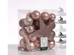 Marelida Christbaumkugeln Weihnachtskugeln Mit Stern Baumspitze Bruchfest Rosa 33 Stück