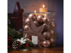 Marelida Christbaumkugeln Weihnachtskugeln Mit Stern Baumspitze Bruchfest Rosa 33 Stück