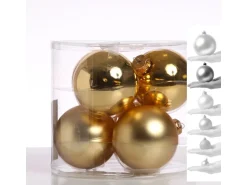 Marelida Christbaumkugeln Weihnachtskugel Baumschmuck Glas 8cm Glänzend Matt Gold 6er Set