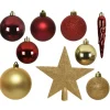 Marelida Christbaumkugeln Weihnachtskugeln Mit Stern Baumspitze Bruchfest Gold Rot 33St