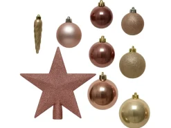 Marelida Christbaumkugeln Weihnachtskugeln Mit Stern Baumspitze Bruchfest Creme Rosa 33St