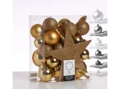 Marelida Christbaumkugeln Weihnachtskugeln Mit Stern Baumspitze Bruchfest Gold 33 Stück