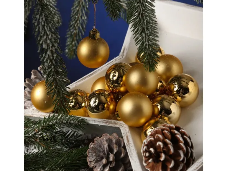 Marelida Christbaumkugeln Weihnachtskugeln Christbaumschmuck Kunststoff 4cm Gold 16St